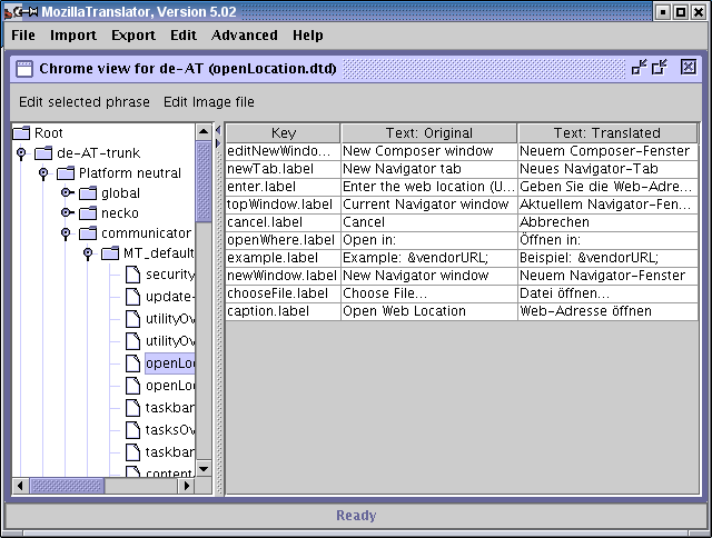 MozillaTranslator 5.02 chrome view